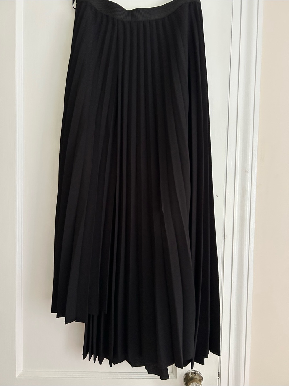 COS Black Asymmetrical Pleated Midi Skirt